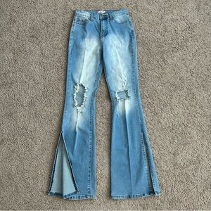 Vibe & Rant Jeans Flare Distressed Denim Womens Size 5